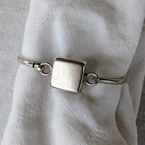 Vintage Taxco 18g Sterling Square Hook-and-Eye Engravable Bangle, Unisex